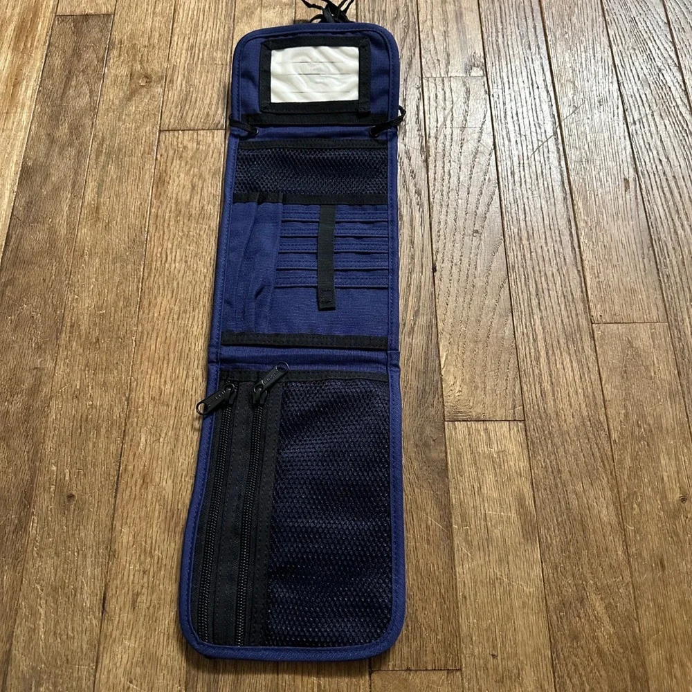 LL Bean Navy Blue Passport Travel‎ Organizer Wallet Neck Lanyard Pouch